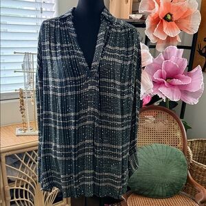 Free People Fearless Love Washed Black Sequin Oversized Popover Boho Hippie Top